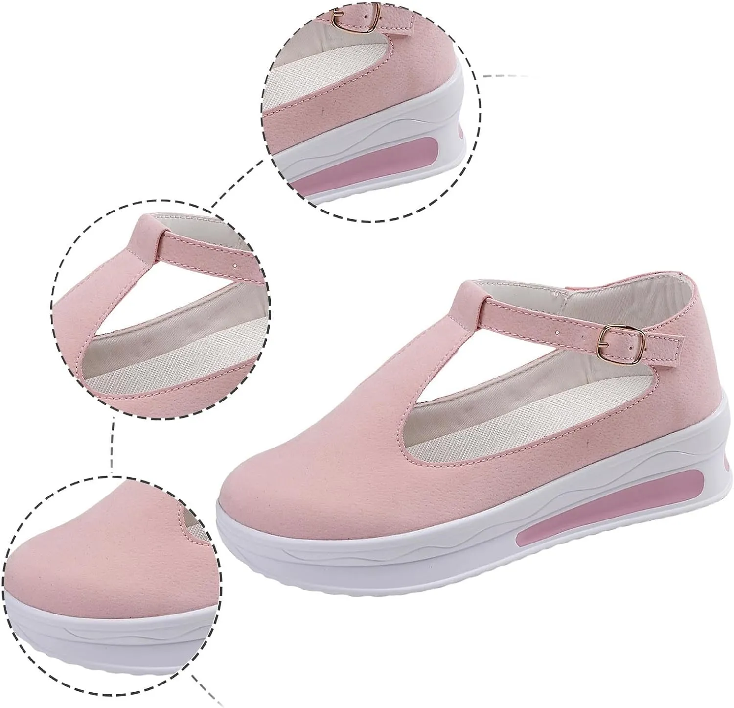 Platform Sandals for Women Closed Toe Espadrille Wedge Sandals Ladies Strappy Ankle Strap Metal Buckle Shoes Lightweight Athletic Outdoor Hiking Shoes
