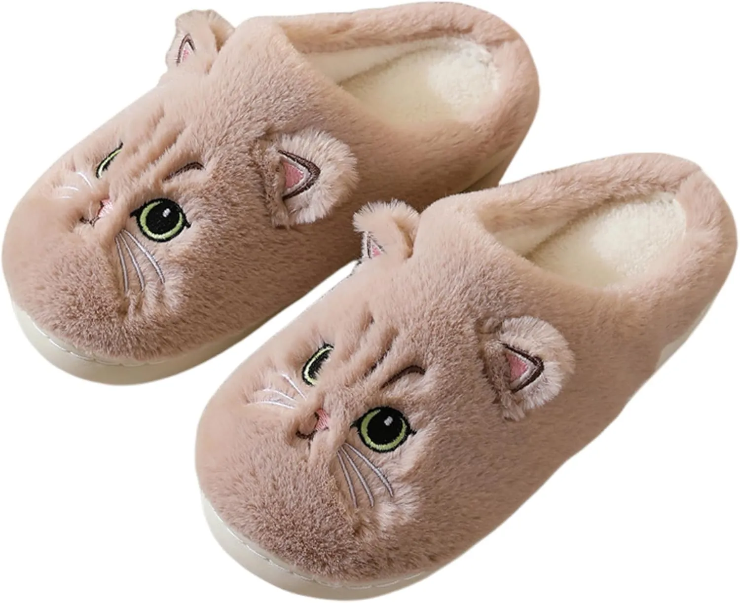 Plush animal slippers, soft and comfortable slippers, women's home slippers, bedroom cat girl plush slippers