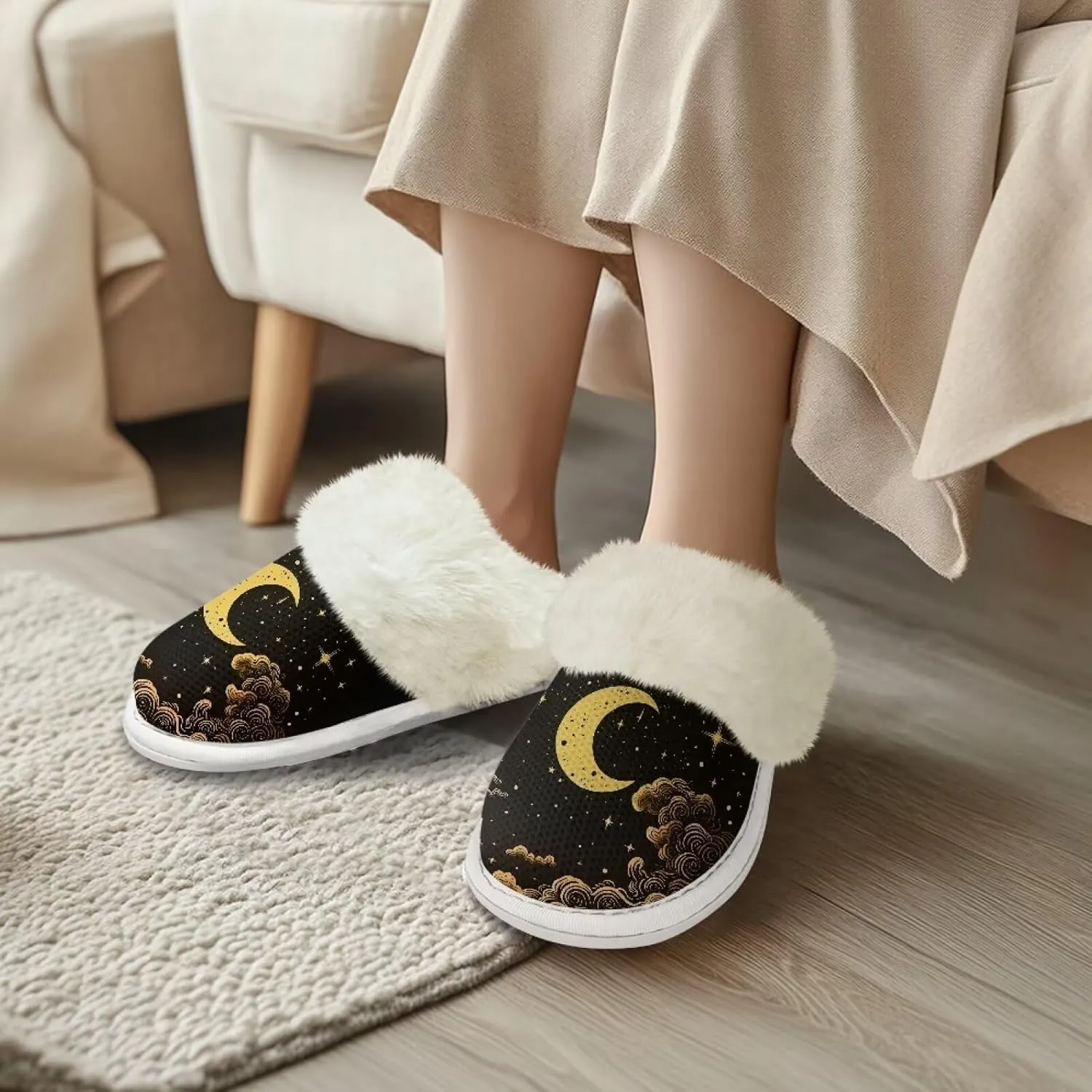 Plush House Shoes for Women Closed Toe House Slipper Warm Flannel Fuzzy Slippers with Non Skid Sole for Indoor