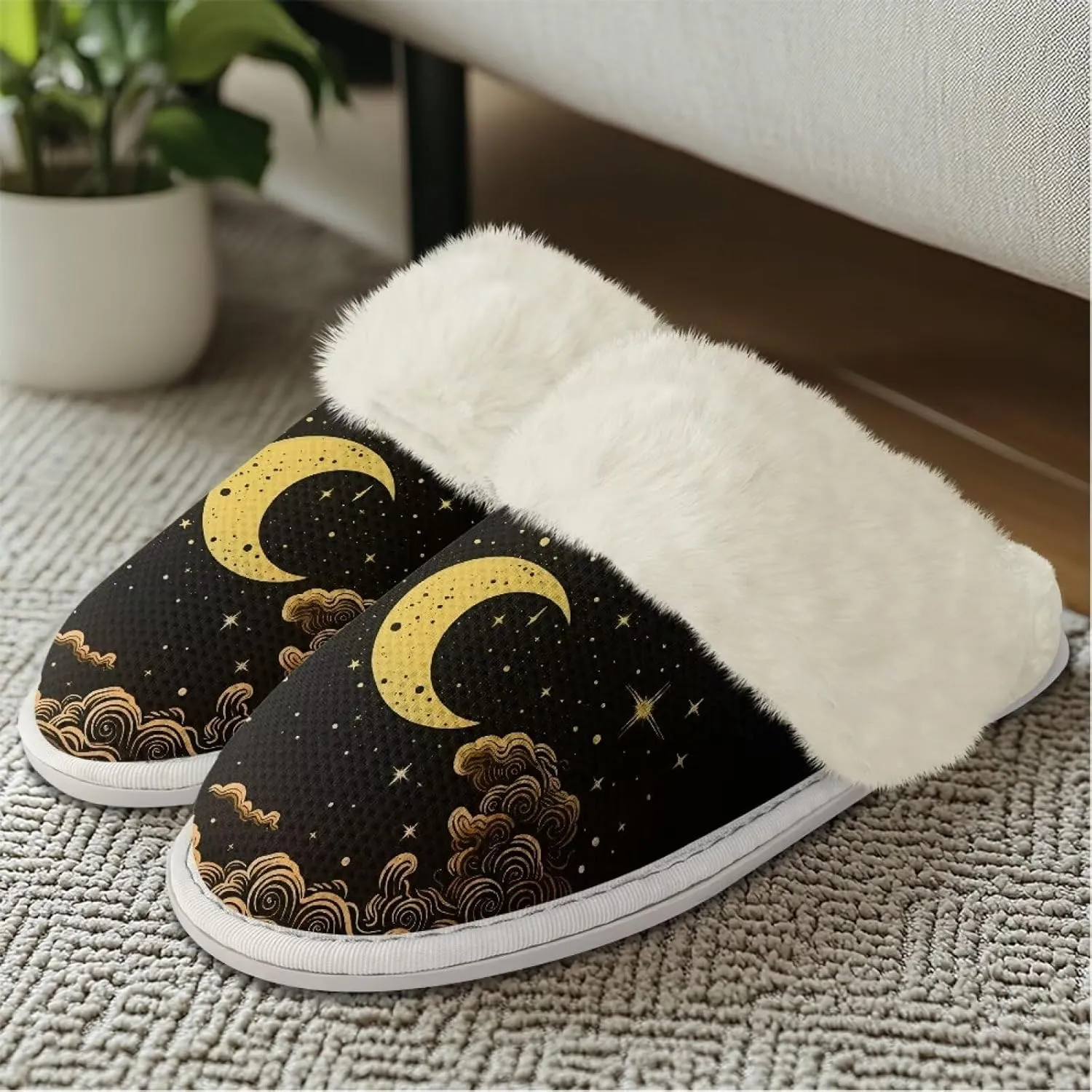 Plush House Shoes for Women Closed Toe House Slipper Warm Flannel Fuzzy Slippers with Non Skid Sole for Indoor
