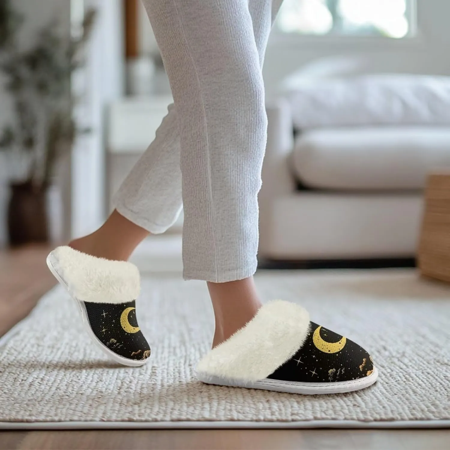 Plush House Shoes for Women Closed Toe House Slipper Warm Flannel Fuzzy Slippers with Non Skid Sole for Indoor
