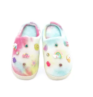 Plush Tie Dye Youth Charm Slippers