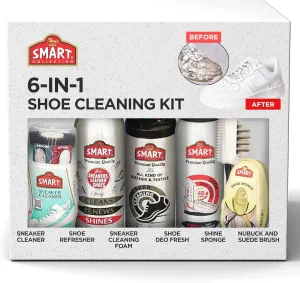 Premium Shoe Care Kit - 6-in-One Cleaner for Leather, Canvas, Suede and Nubuck - Odor and Spot Remover for Golf, Basketball, Tennis and Other Sport Shoes, Saddle Shoes and Gym Footwear- 6 pcs