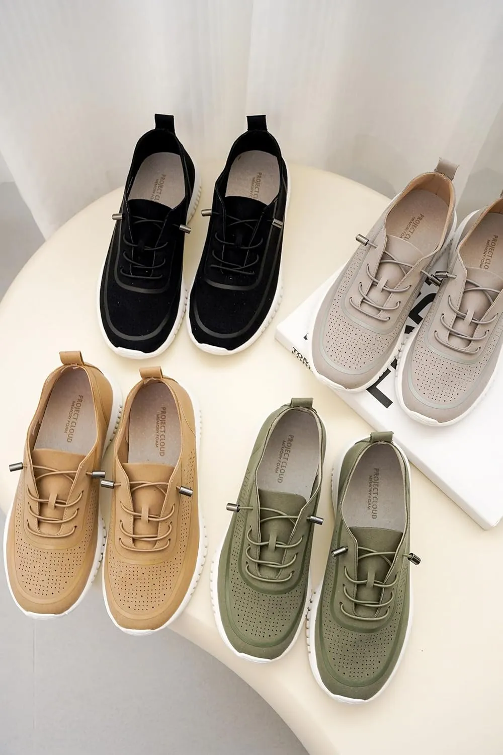 Project Cloud Shoes for Women - Lightweight Sneakers for Women with Leather Insole - Womens Slip on Shoes with Memory Foam - Machine Wash & Sockless Wear Sneakers (Daisy)
