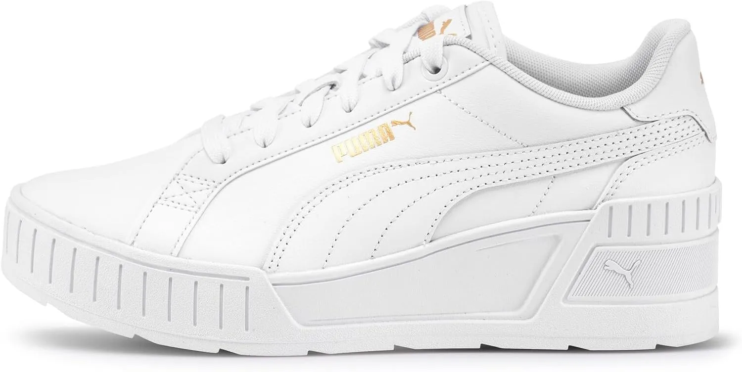 PUMA Women's Karmen Wedge Shoes, Black-White-Gold, 10