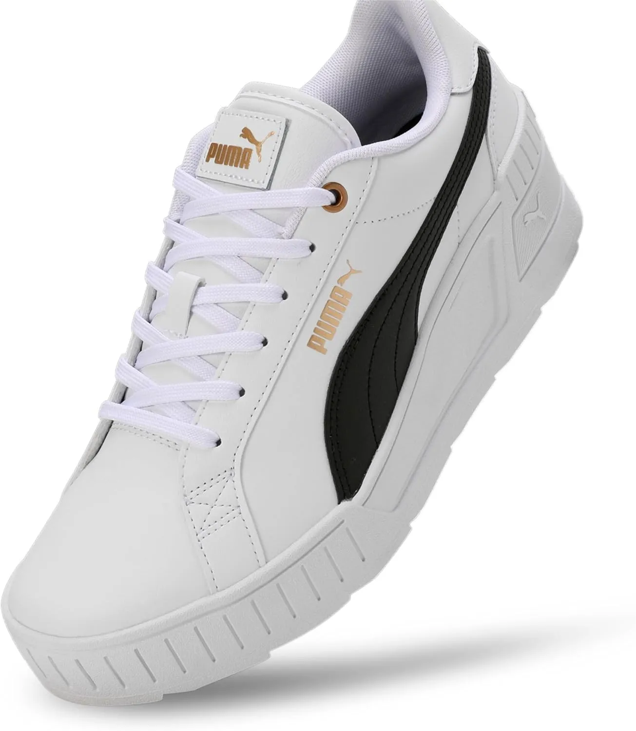 PUMA Women's Karmen Wedge Shoes, Black-White-Gold, 10