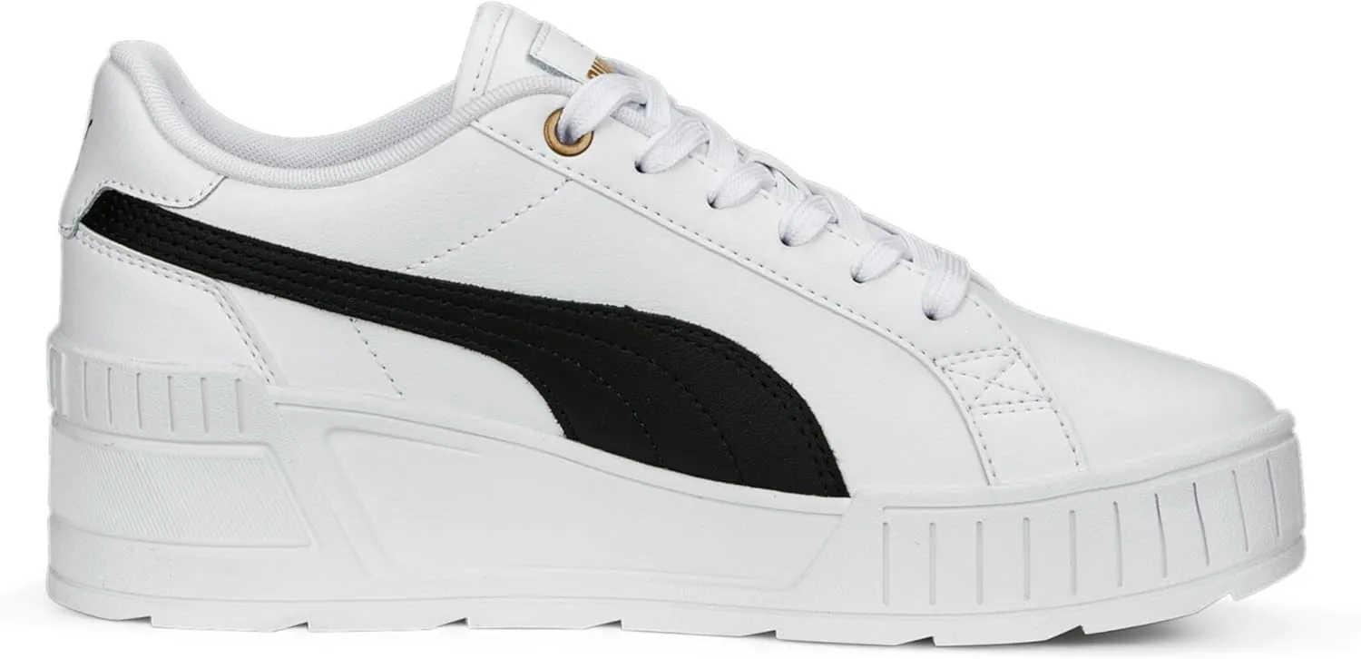 PUMA Women's Karmen Wedge Shoes, Black-White-Gold, 10