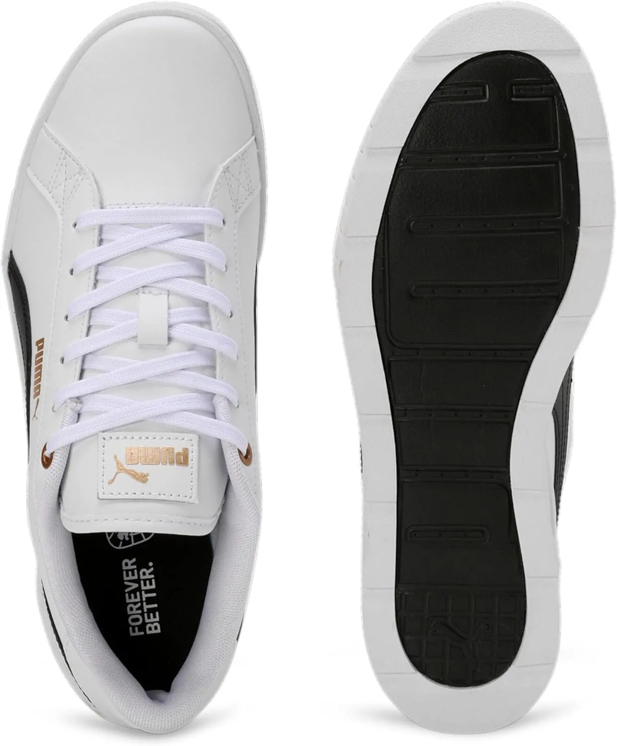 PUMA Women's Karmen Wedge Shoes, Black-White-Gold, 10