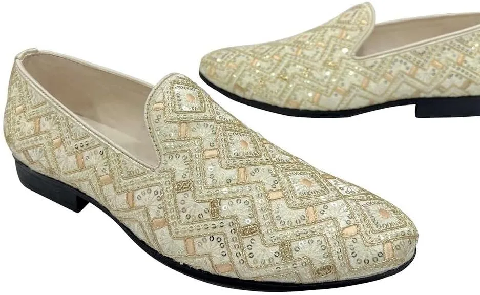Punjabi Jutti for Men's Loafer Shoes Embroidery Slip-On Party Shoes Mojaris Wedding Bridal Dress Shoes