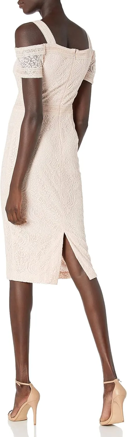 RACHEL Rachel Roy Women's Cold Shoulder Floral Lace Midi Dress