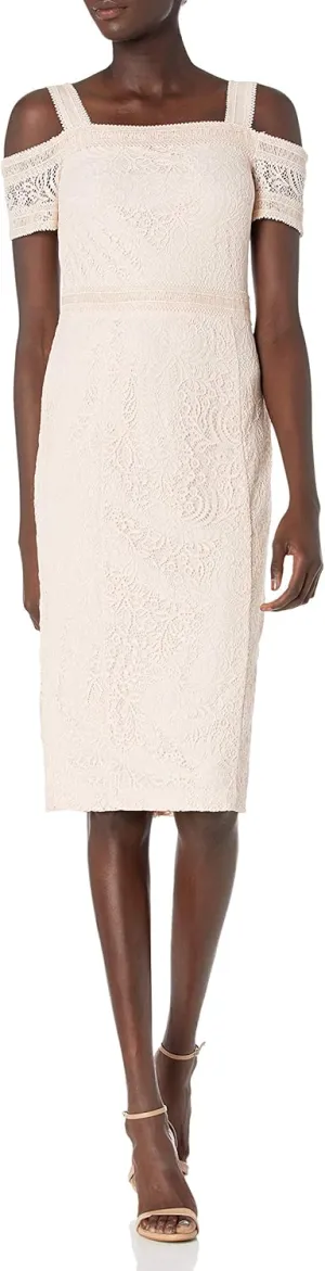 RACHEL Rachel Roy Women's Cold Shoulder Floral Lace Midi Dress