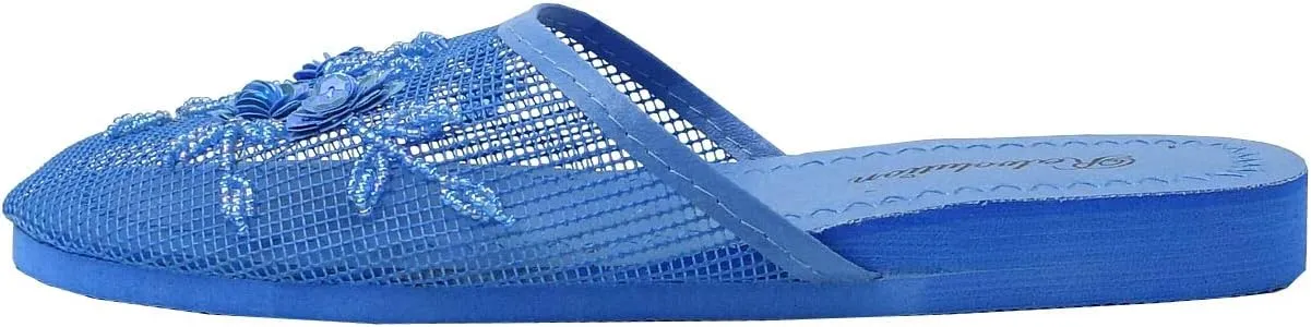 REDVOLUTION Women's Chinese Mesh Slipper Floral Flip Flop Sandals | 1313