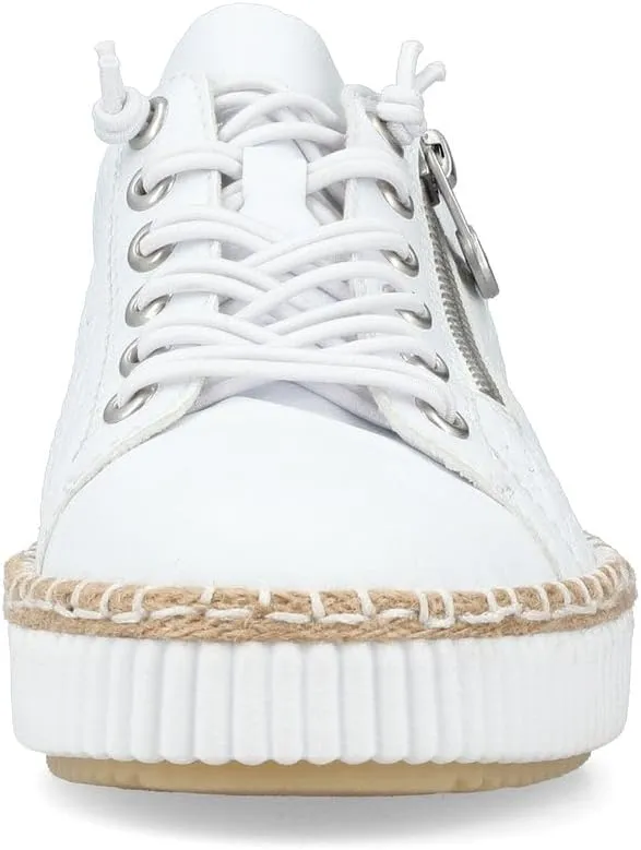 Rieker M2940 Enya Women's Suede Leather Shoes – Comfortable Casual Footwear with Zipper Lace Support and Removable Padded Insole, Grippy Sole for Everyday Wear