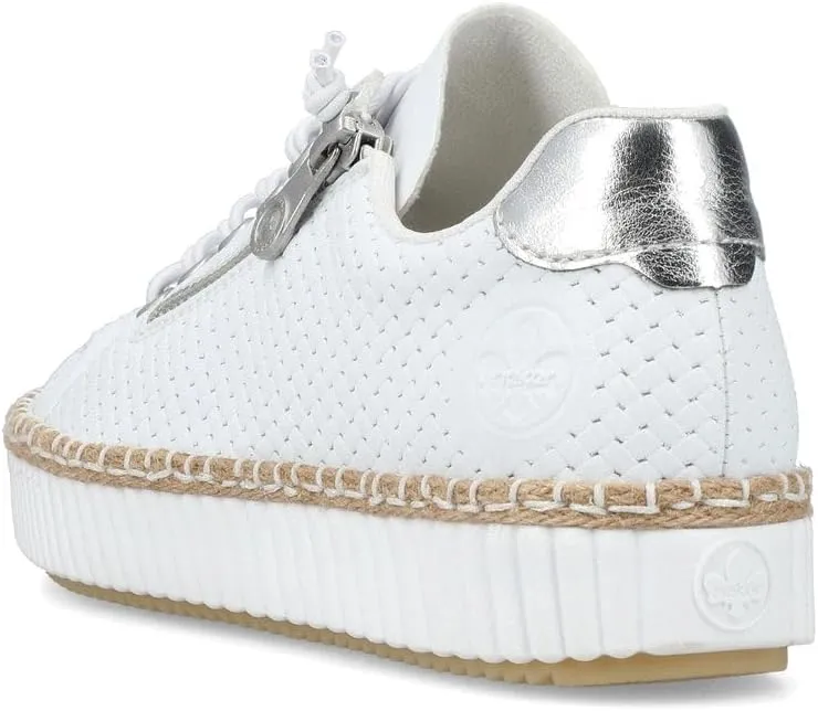 Rieker M2940 Enya Women's Suede Leather Shoes – Comfortable Casual Footwear with Zipper Lace Support and Removable Padded Insole, Grippy Sole for Everyday Wear