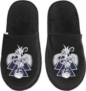 Rock Metal Dark Dagger Blade Shield Wings Slippers For Women Men Cozy Indoor And Outdoor Slip On Slippers Fuzzy House Shoes