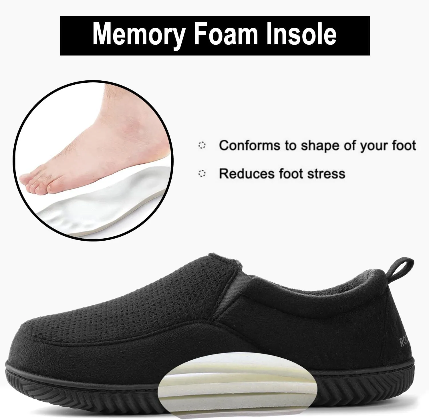 RockDove Men's Breathable Mesh Memory Foam Slipper with Nonslip Sole