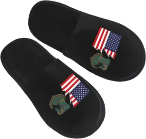 SAC shield, olive drab version And America Slippers Winter Indoor and Outdoor Slipper Warm Cozy Soft Lightweight House Shoes Fuzzy Slip-On Slipper Large