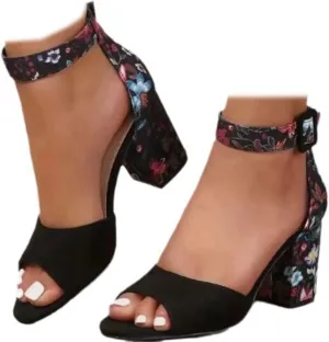 SACFOF Women's Chunky Low Heel Pump Sandals Peep Toe Ankle Strap Dress Wedding Party Evening Office Shoes Sandals