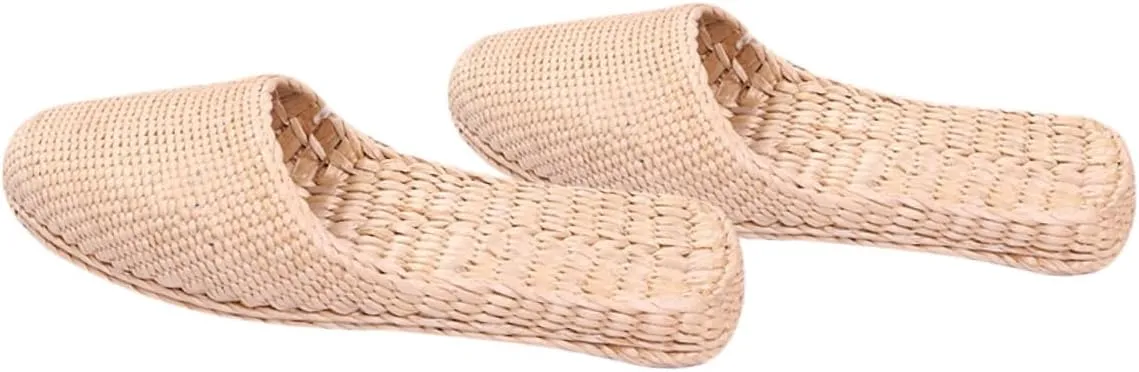 SAFIGLE Summer Slippers Lightweight Straw Sandals Women's Knitted Slippers Breathable Comfortable Home Shoes for Hot Weather (size 39 24.5cm 7.5us 5uk 38.5eu 9.6285inch)