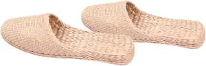 SAFIGLE Summer Slippers Lightweight Straw Sandals Women's Knitted Slippers Breathable Comfortable Home Shoes for Hot Weather (size 39 24.5cm 7.5us 5uk 38.5eu 9.6285inch)