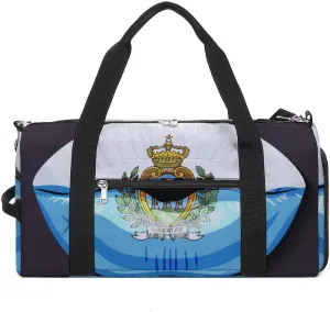San Marino Flag Lips Duffel Bag for Men Women with Shoe Compartment Lightweight Gym Bag