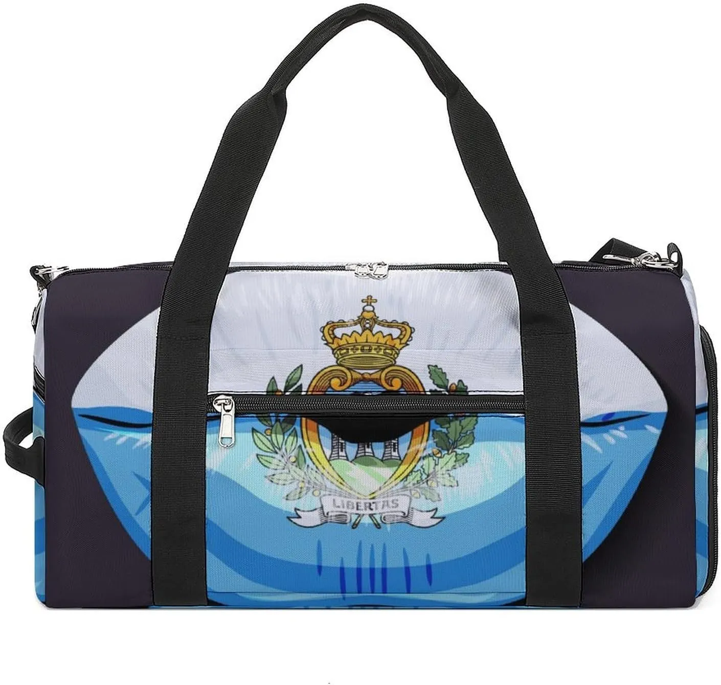 San Marino Flag Lips Duffel Bag for Men Women with Shoe Compartment Lightweight Gym Bag