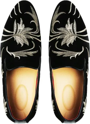 Santimon Mens Slip-On Loafers Business Dress Tuxedo Leather Lined Slippers Driving Moccasins Lightweight Embroidery Suede Luxury Formal Casual Suit Shoes