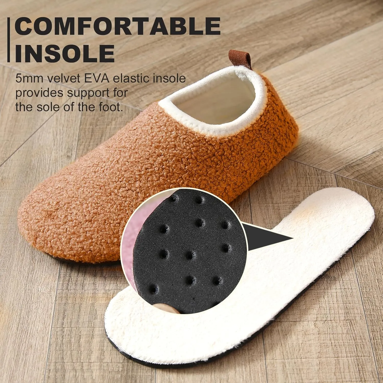 sazujinwu Women's House Shoes Fuzzy Fur Slippers Casual Non Slip Men's Barefoot Slipper Socks Warm Closed Lightweight and Breathable Indoor Outdoor Shoes