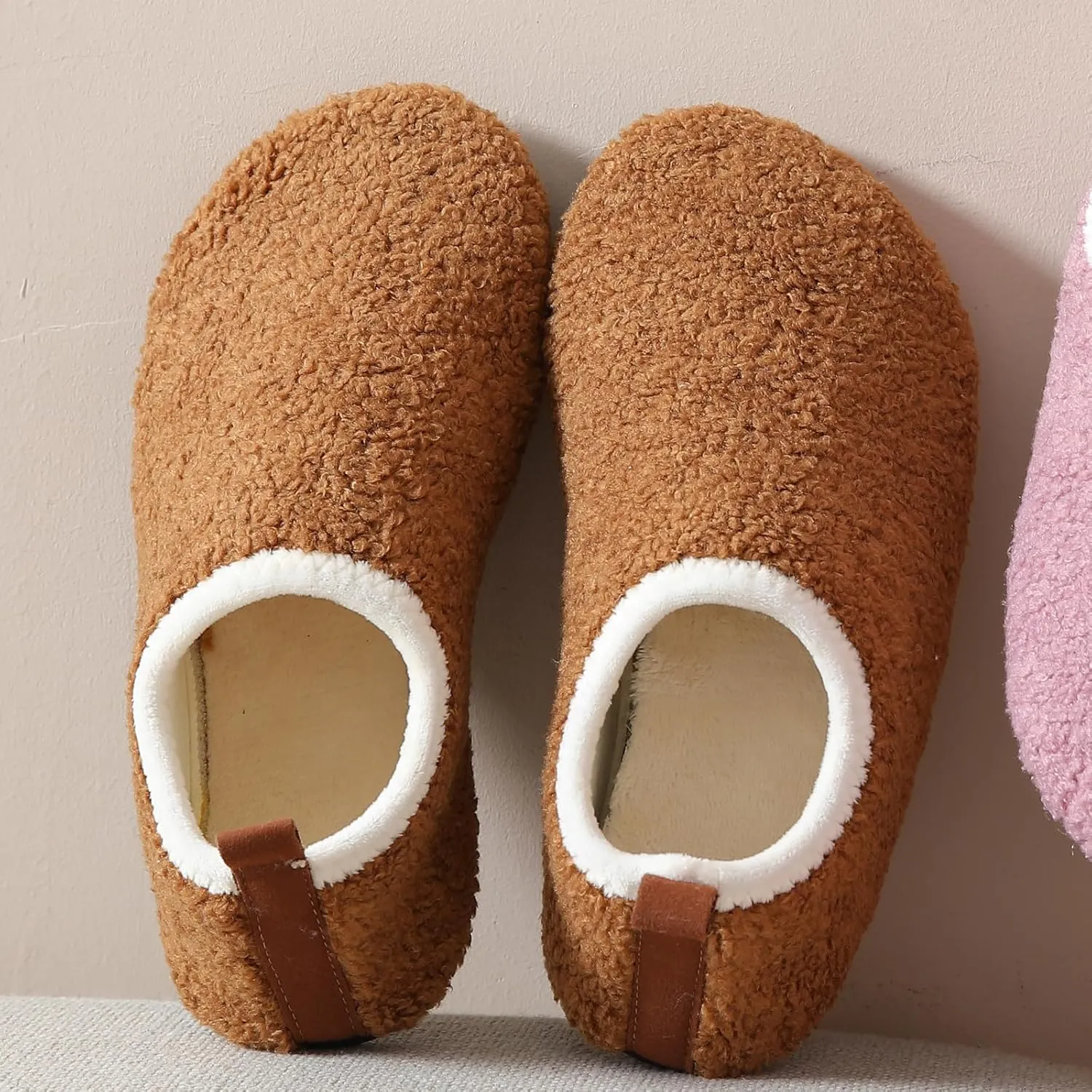 sazujinwu Women's House Shoes Fuzzy Fur Slippers Casual Non Slip Men's Barefoot Slipper Socks Warm Closed Lightweight and Breathable Indoor Outdoor Shoes