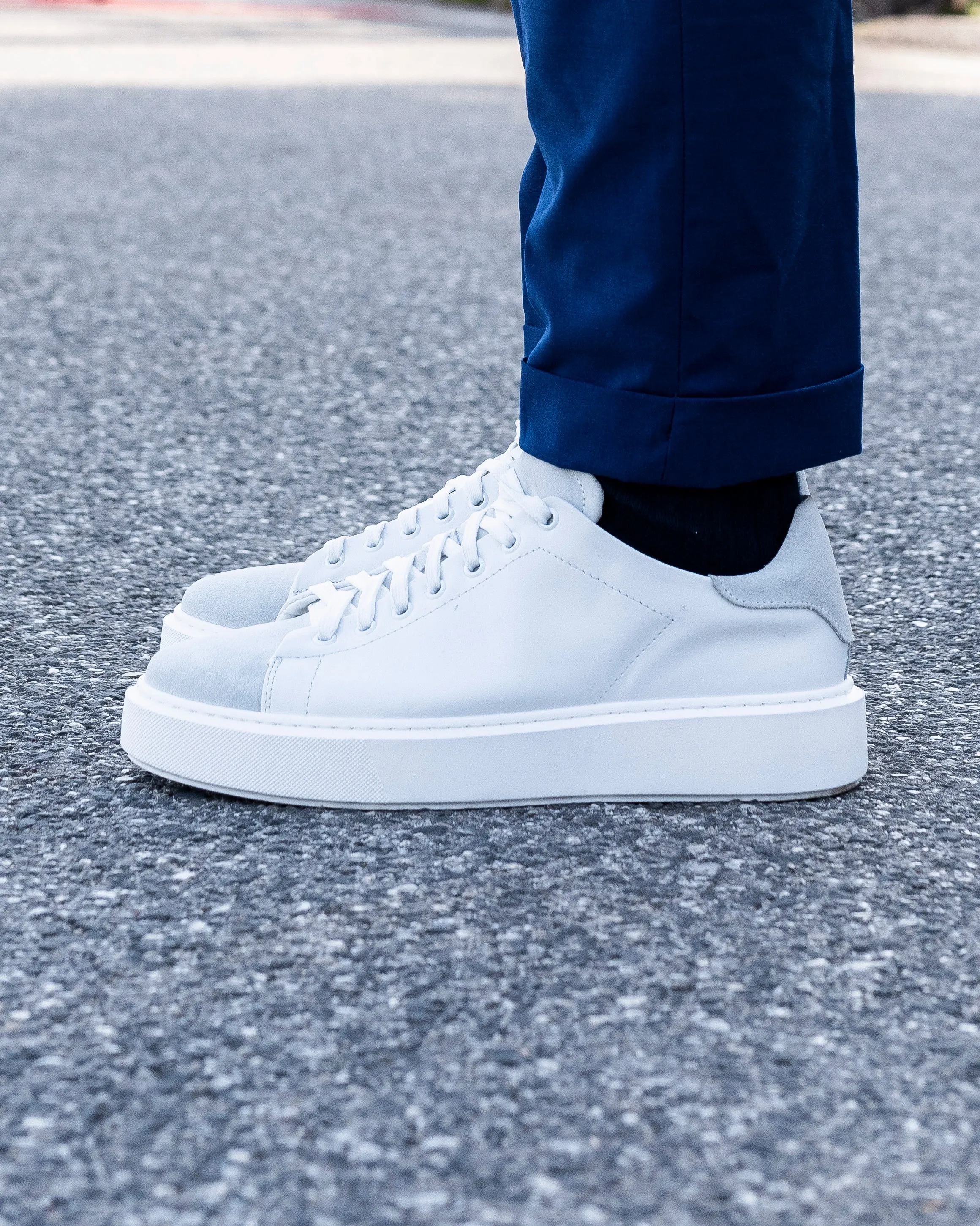 Scott Sneakers basse Uomo in Vera Pelle con dettagli in Camoscio