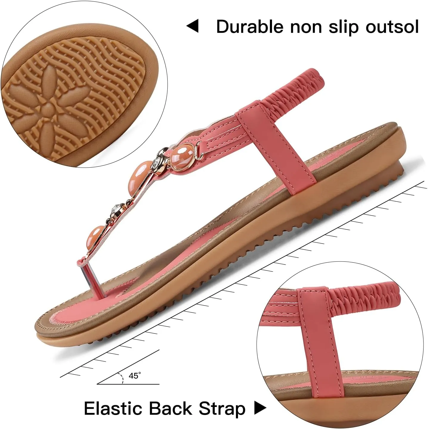 SHIBEVER Flat Sandals for Women Dressy: Summer Comfortable Dress Thong Flats Sandal