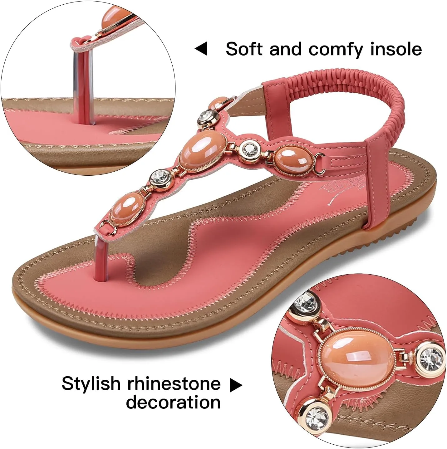 SHIBEVER Flat Sandals for Women Dressy: Summer Comfortable Dress Thong Flats Sandal