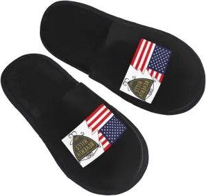Shield Of Beverly Hills, California And America Slippers Winter Indoor and Outdoor Slipper Warm Cozy Soft Lightweight House Shoes Fuzzy Slip-On Slipper Large