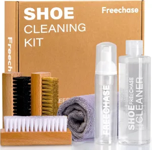Shoe Cleaner Kit for Sneaker - 8.5 Oz Shoe Cleaning Kit with Shoe Brushes & Towel, White Sneaker Cleaner Kit, Shoe Cleaner for Tennis Shoe Suede Mesh Knit Leather Shoe, and Most Materials