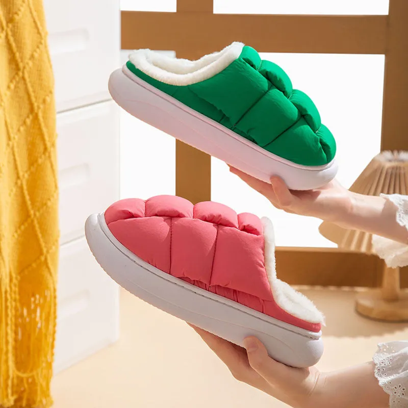 Simple Solid Color Fashion Home Couple Men And Women Cotton Slippers