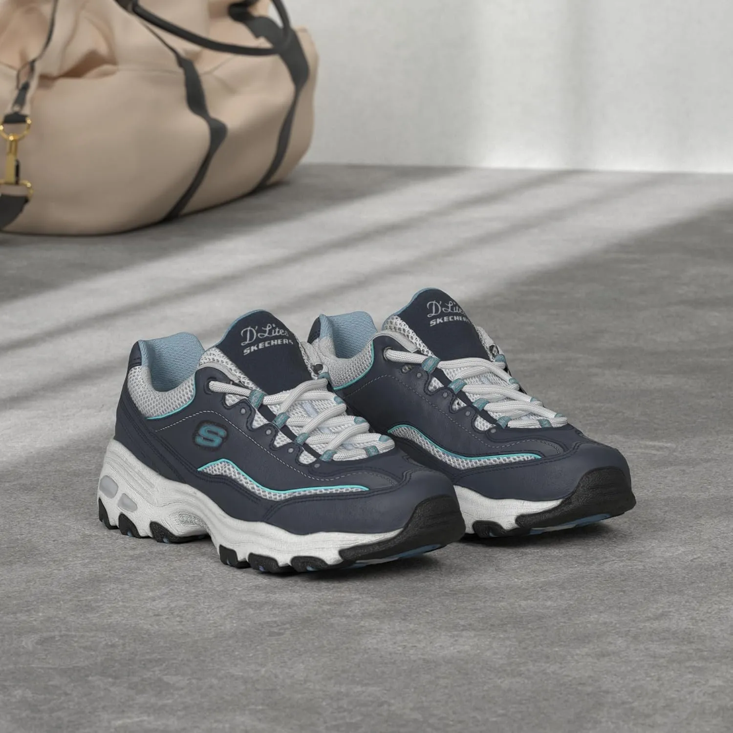 Skechers Women's D'Lites-Life Saver Memory Foam Lace-up Sneaker