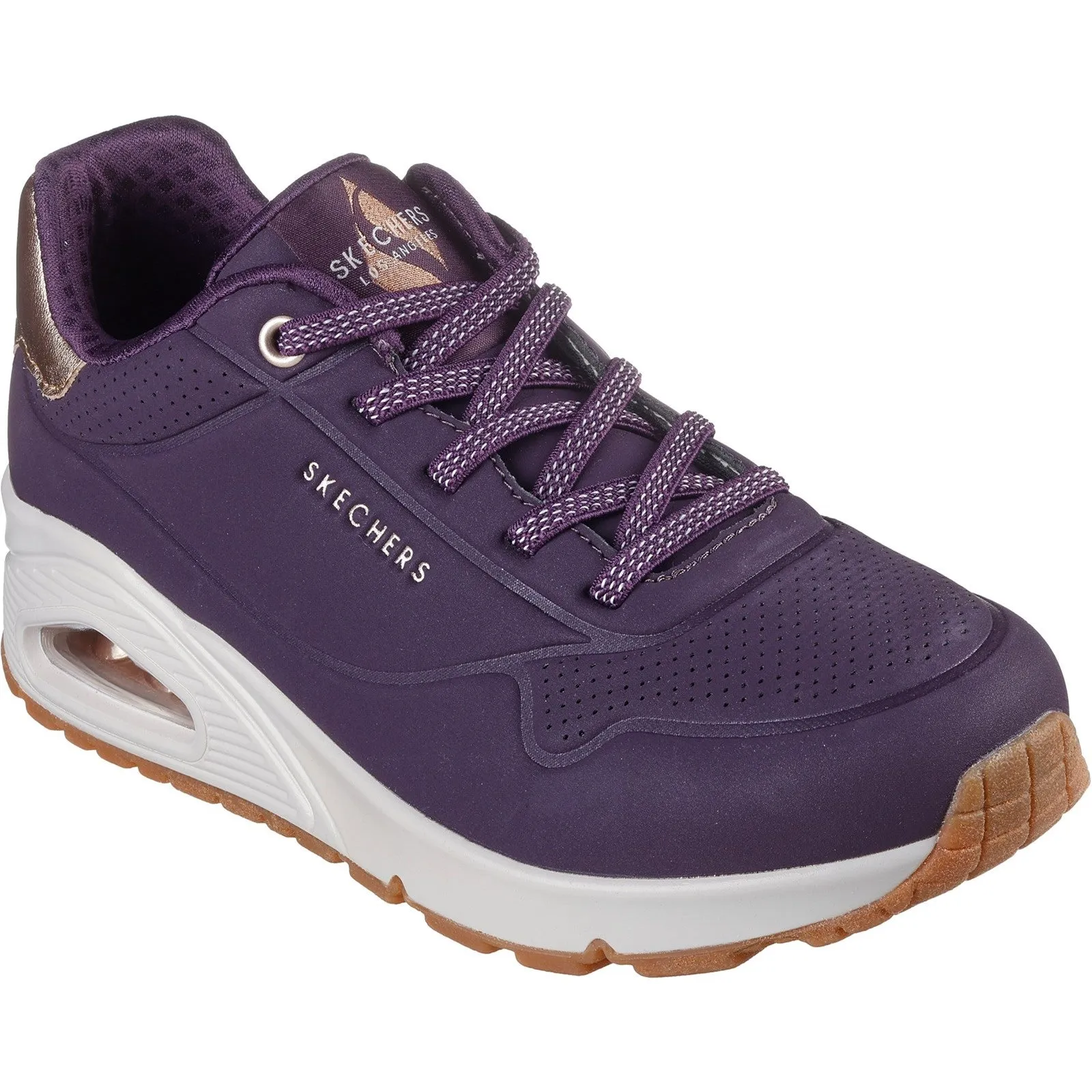 Skechers Womens Uno - Shimmer Away 155196-DKPR Dark Purple Lace Up Shoe
