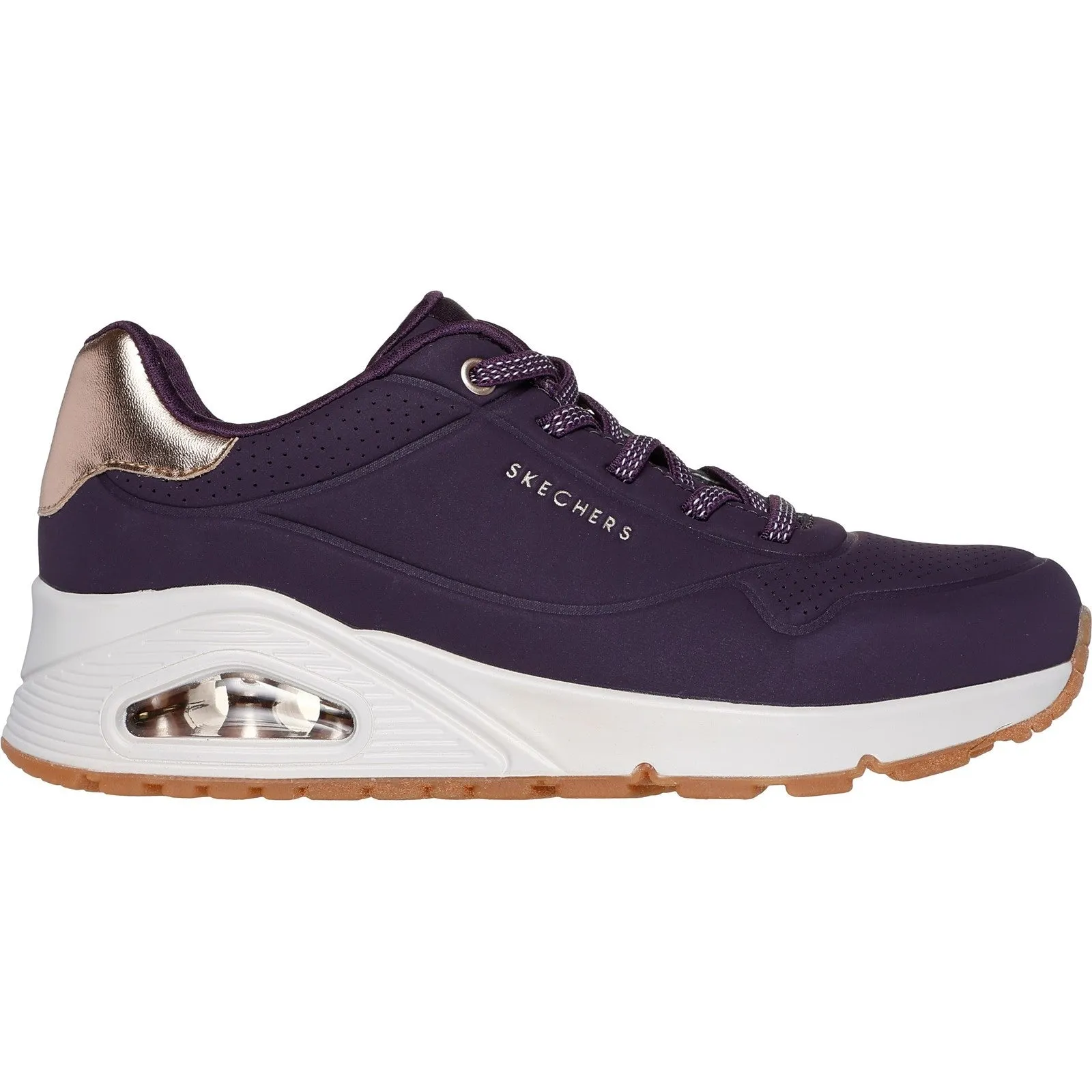 Skechers Womens Uno - Shimmer Away 155196-DKPR Dark Purple Lace Up Shoe