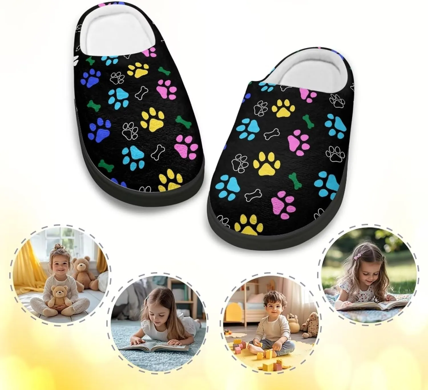 Slippers for Kids Anti-slip House Slippers Warm Plush Slippers Winter Bedroom Slippers