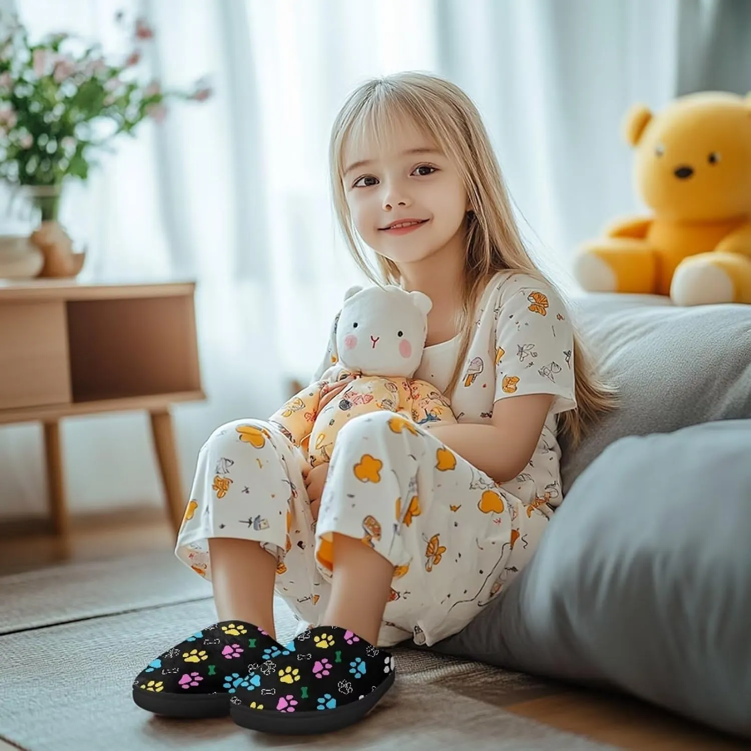 Slippers for Kids Anti-slip House Slippers Warm Plush Slippers Winter Bedroom Slippers
