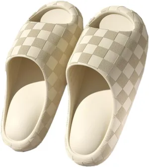 Slippers for Women Cute Anti-Slip EVA Beach Pool Shower Slippers Shoes Checkered Indoor Sandal Slides Cloud Sandals 2025