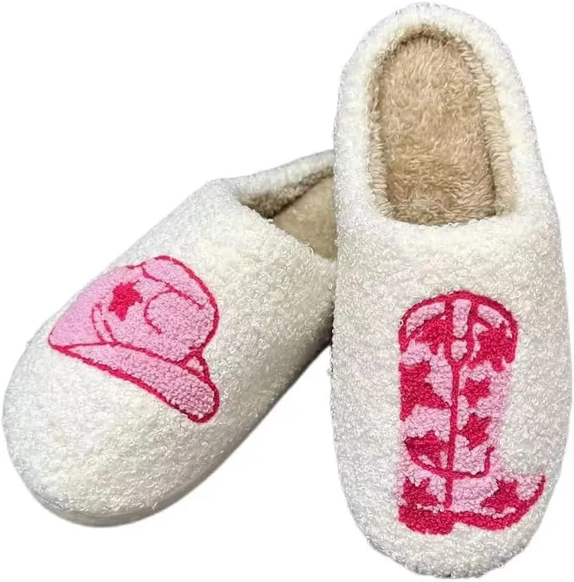 Slippers for Womens Mens Cut Retro Plush Soft Memory Foam House Shoes