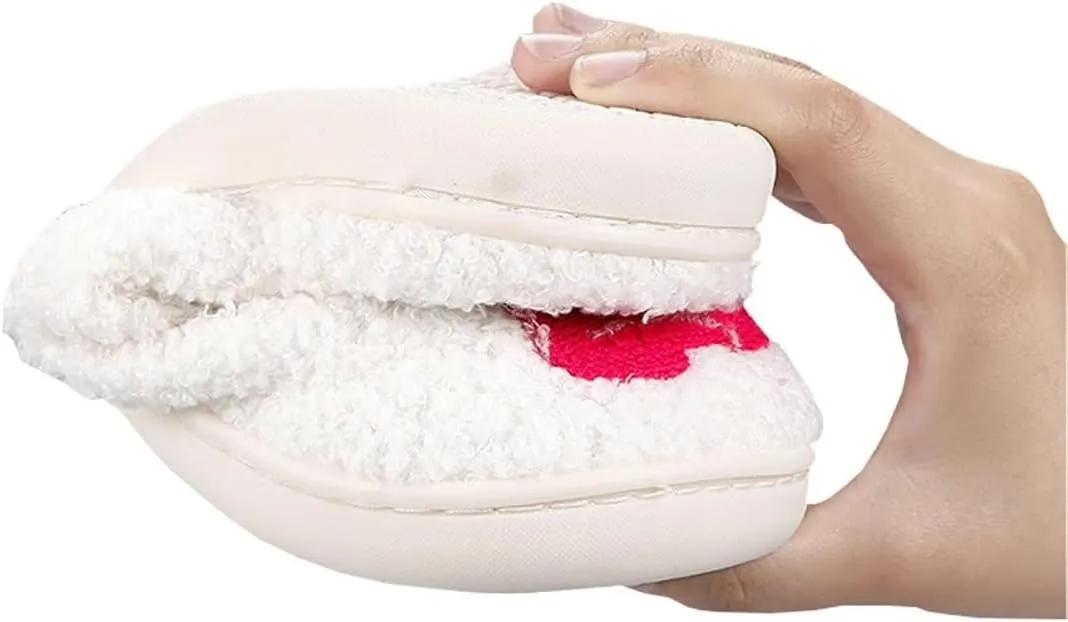 Slippers for Womens Mens Cut Retro Plush Soft Memory Foam House Shoes