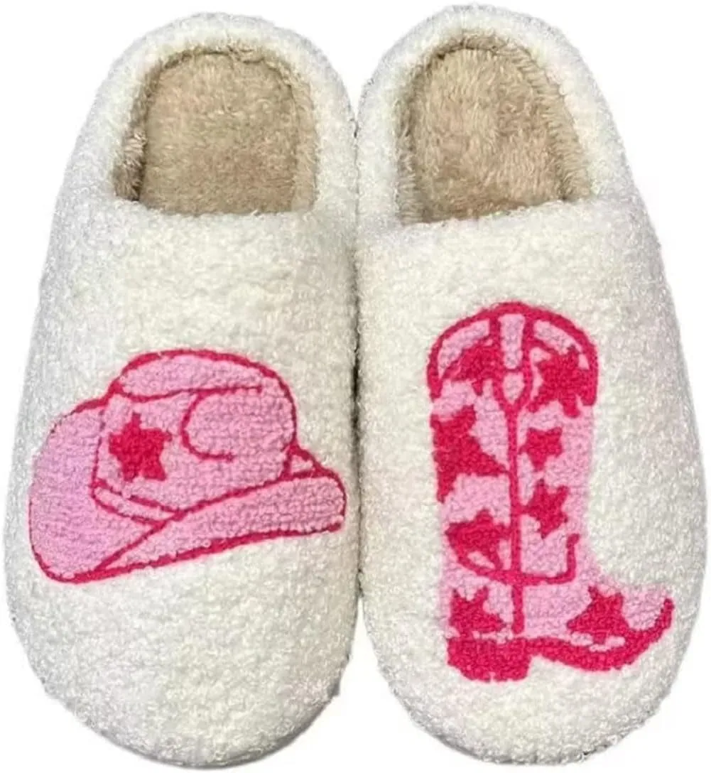 Slippers for Womens Mens Cut Retro Plush Soft Memory Foam House Shoes