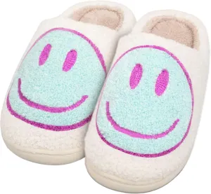 Smile Face Slippers for Women and Men, Retro Comfy Warm Soft Fuzzy Plush Slip-On House Shoes Funny Cute Happy Smile Home Winter Warmies Pillow Cloud Memory Foam Fluffy Slipper for Indoor & Outdoor