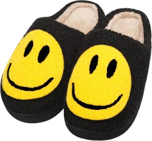 Smile Face Slippers for Women and Men, Retro Comfy Warm Soft Fuzzy Plush Slip-On House Shoes Funny Cute Happy Smile Home Winter Warmies Pillow Cloud Memory Foam Fluffy Slipper for Indoor & Outdoor