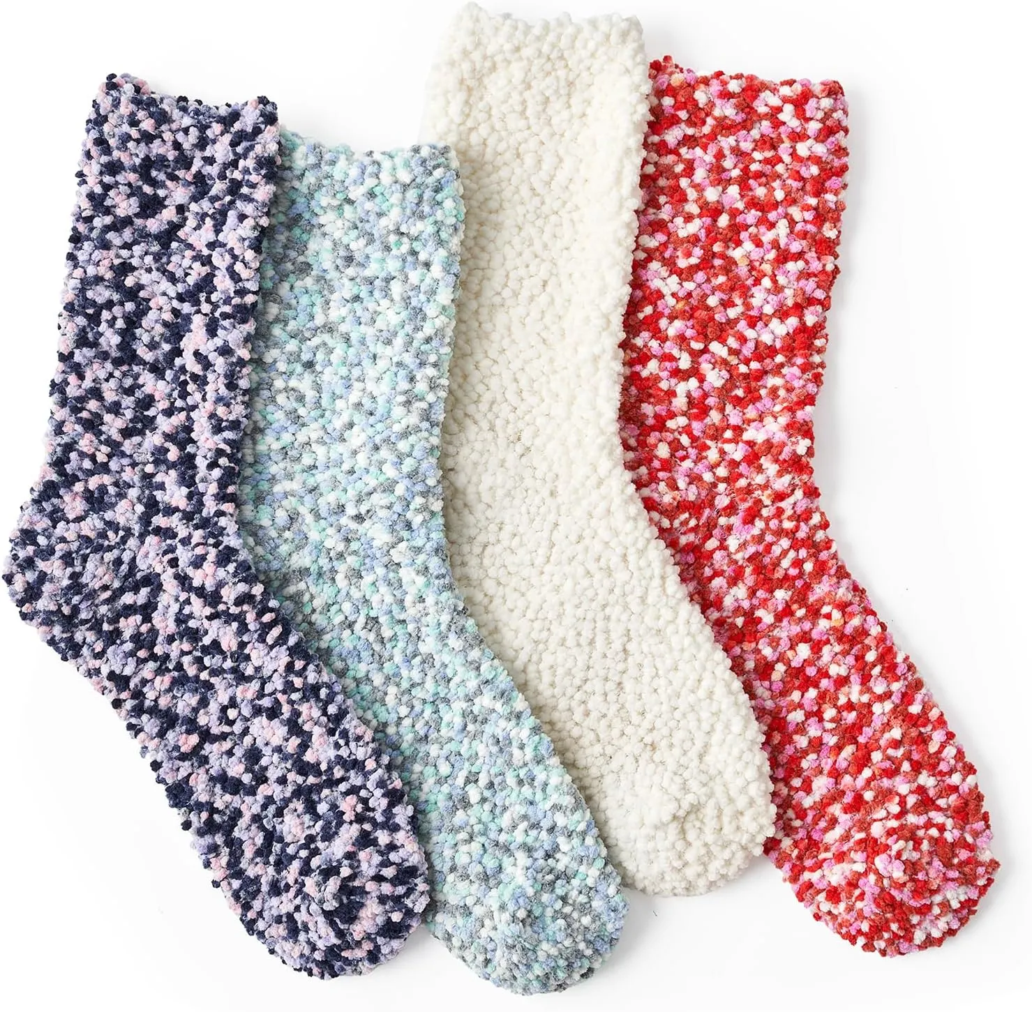 Snuggle Sac Warm Fuzzy Socks Christmas Socks for Women Super Soft Cozy Winter Slipper Socks Set Birthday Gifts For Her 4Pairs