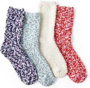 Snuggle Sac Warm Fuzzy Socks Christmas Socks for Women Super Soft Cozy Winter Slipper Socks Set Birthday Gifts For Her 4Pairs