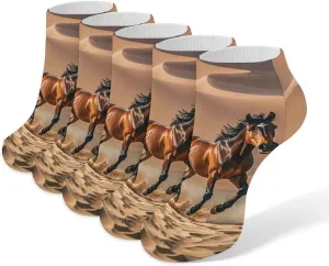 Socks Horses Running in Desert Storm Printed Women Socks Ankle Socks Christmas Socks Running Socks Slipper Socks