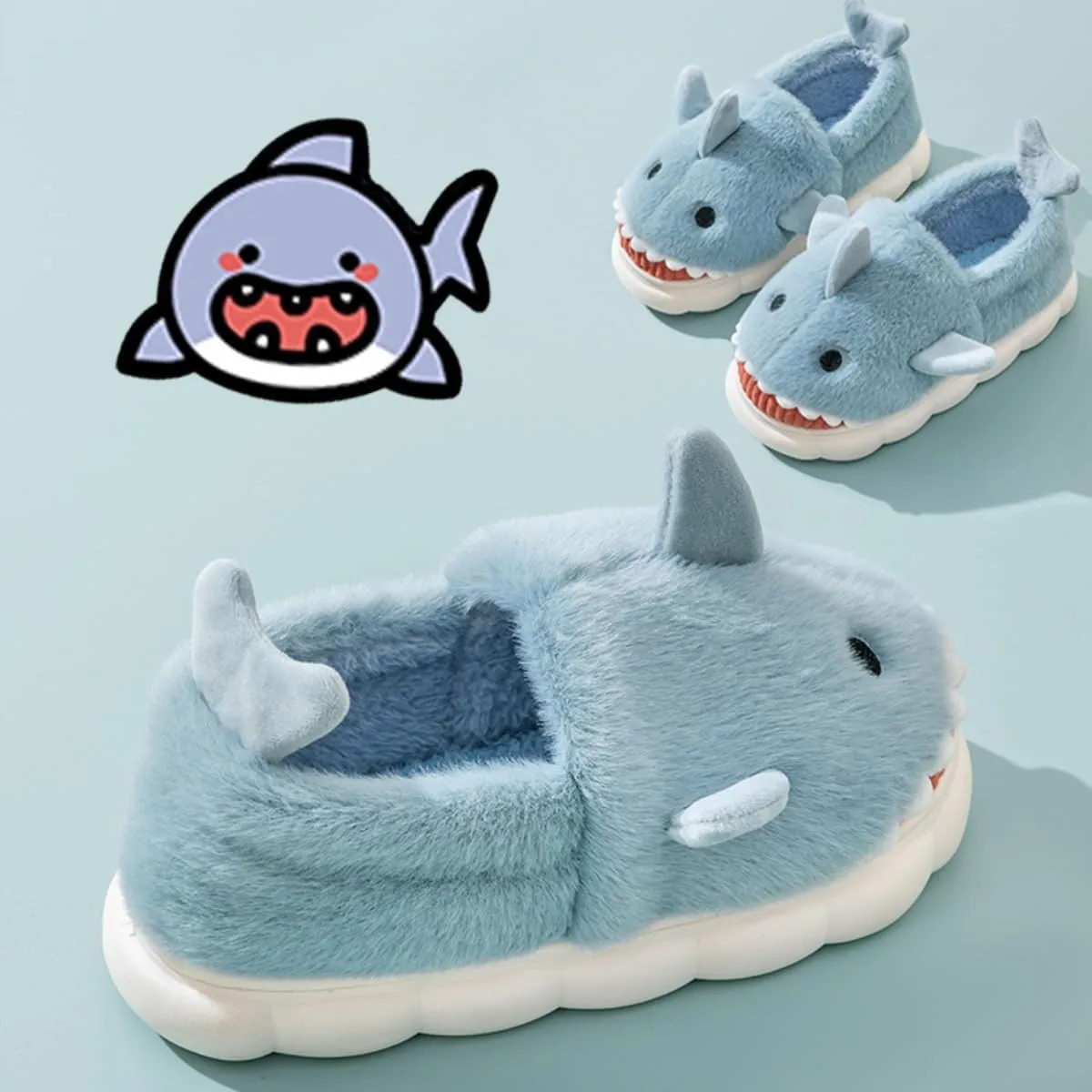 Soft Shark Plush Slippers House Slippers Indoor Outdoor Closed Back Slipper for Women and Men